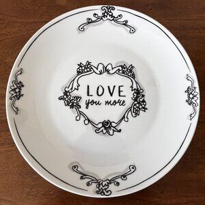 Katie Mandy Anthropologie "Love You More" 8-Inch Plate Gift Black White Ceramic